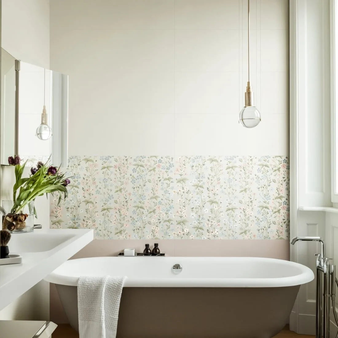 Marazzi Flora Rosa Bianco Decoro